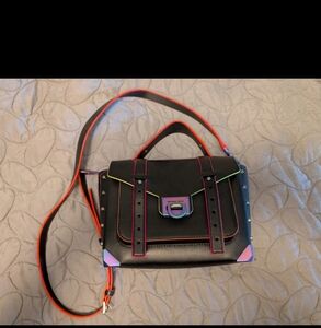 Manhattan Medium Contrast-Trim Leather Satchel NWT